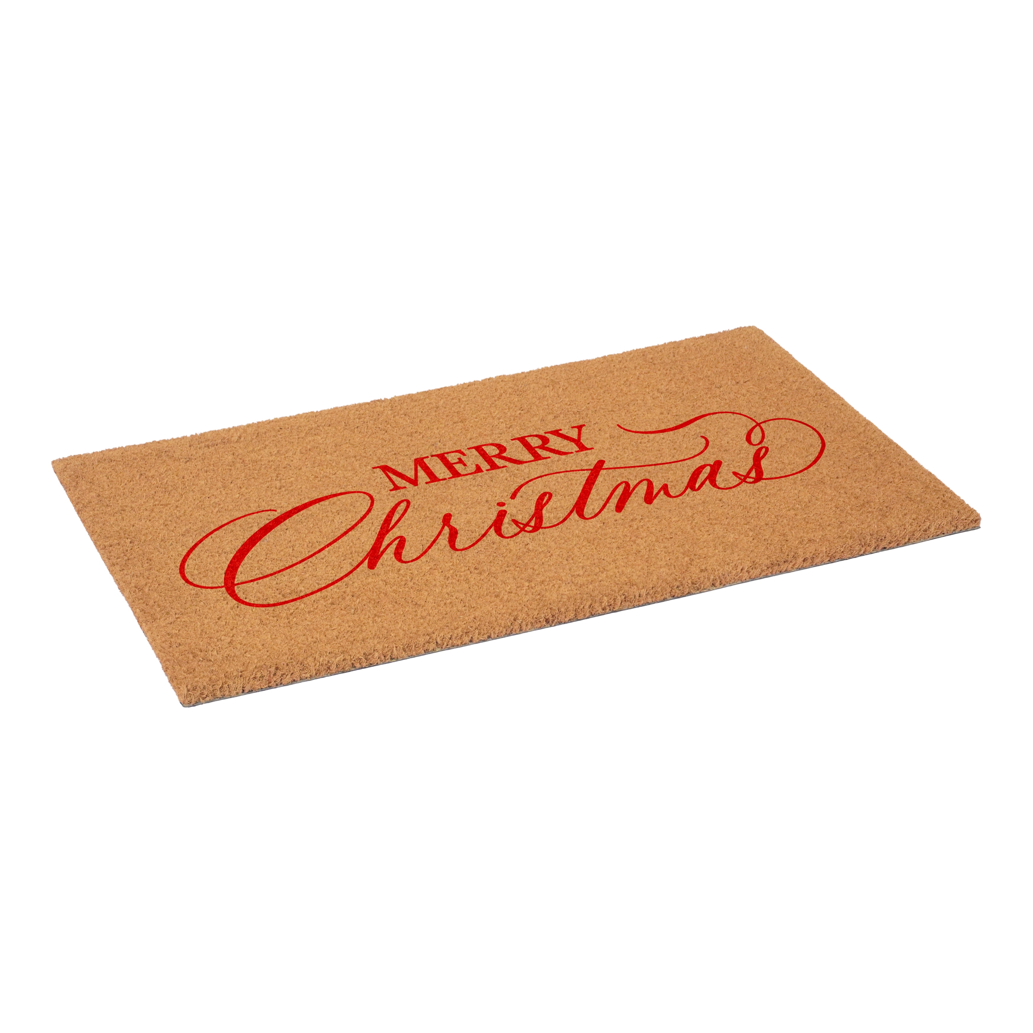 Red Christmas Calligraphy Doormat, 17" x 29"