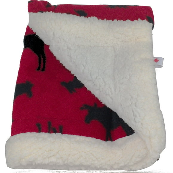 Baby Blanket Moose Red Fleece/Sherpa Chenille