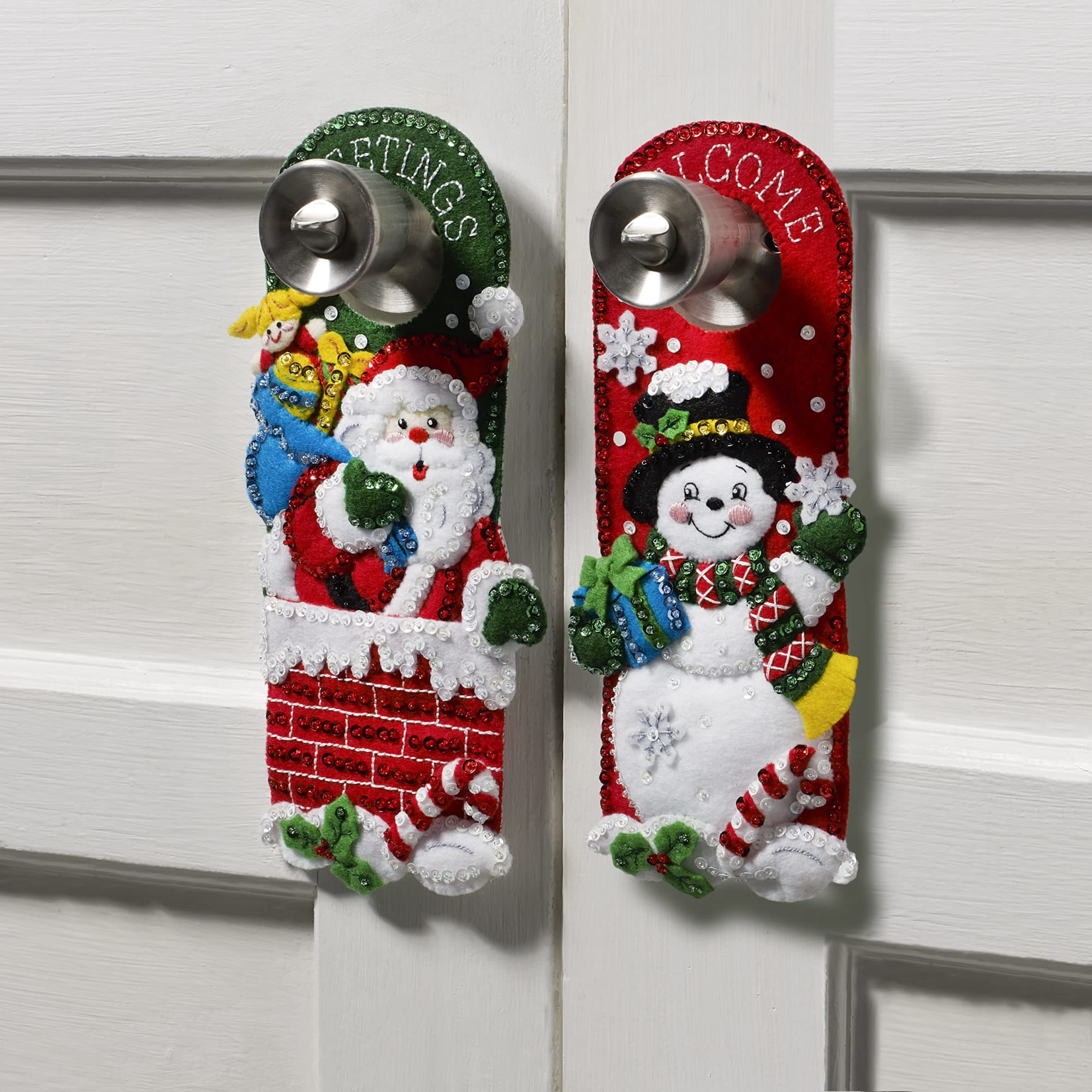 Bucilla Felt Holiday Door Hangers Kit, Set of 2, 5 x 11 in