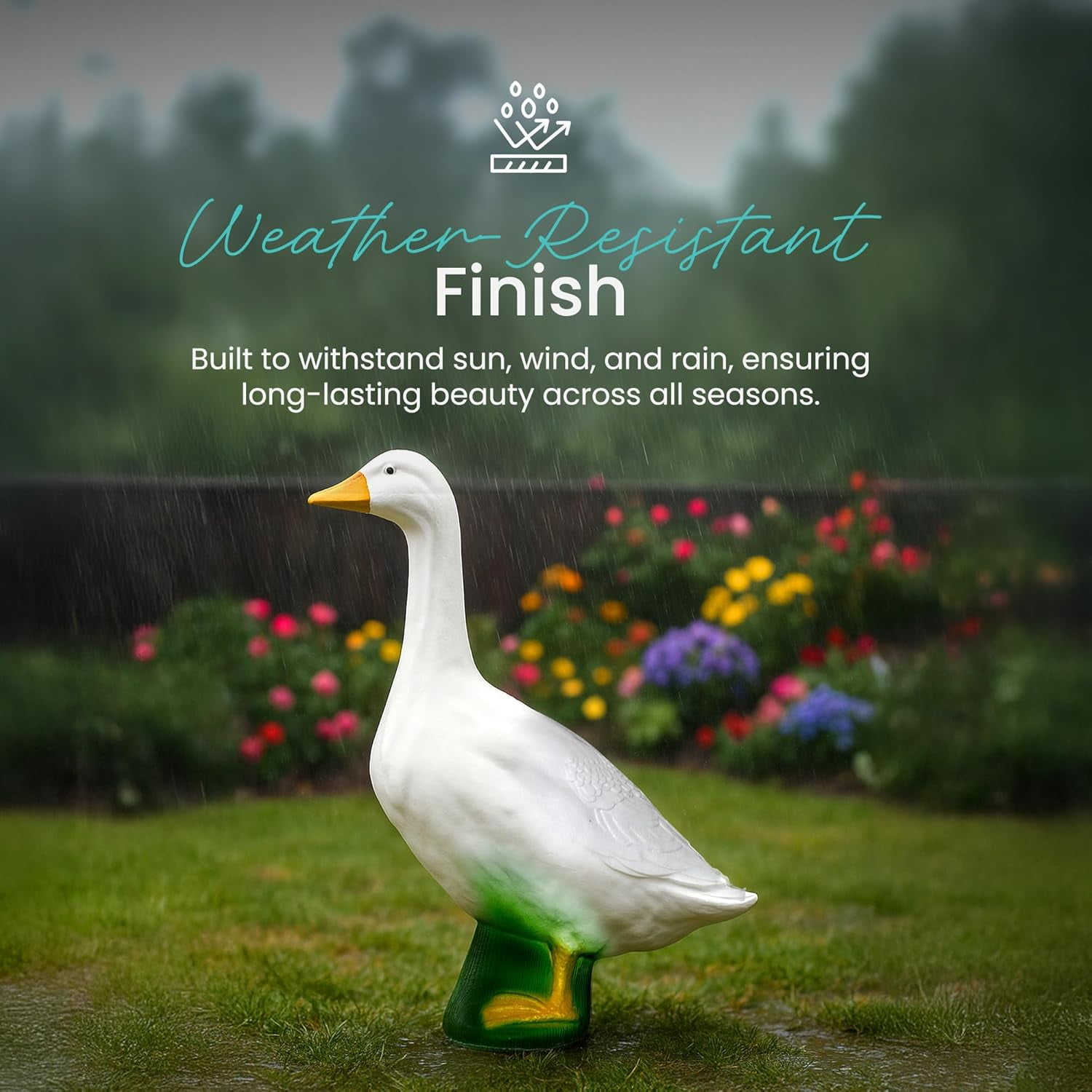 Garden Porch Goose Statues - Detailed Garden & Home Decor Sculpture, Resin 7″ High Duck Perfect for Home Garden Stairs, Farm, Patio, Backyard