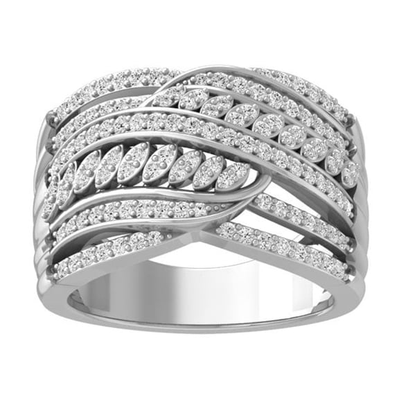 Araiya Fine Jewelry 10K White Gold Round-shape Lab Grown Diamond Fashion Band Ring ( 5/8 cttw, D-F Color, VS Clarity) Size 5