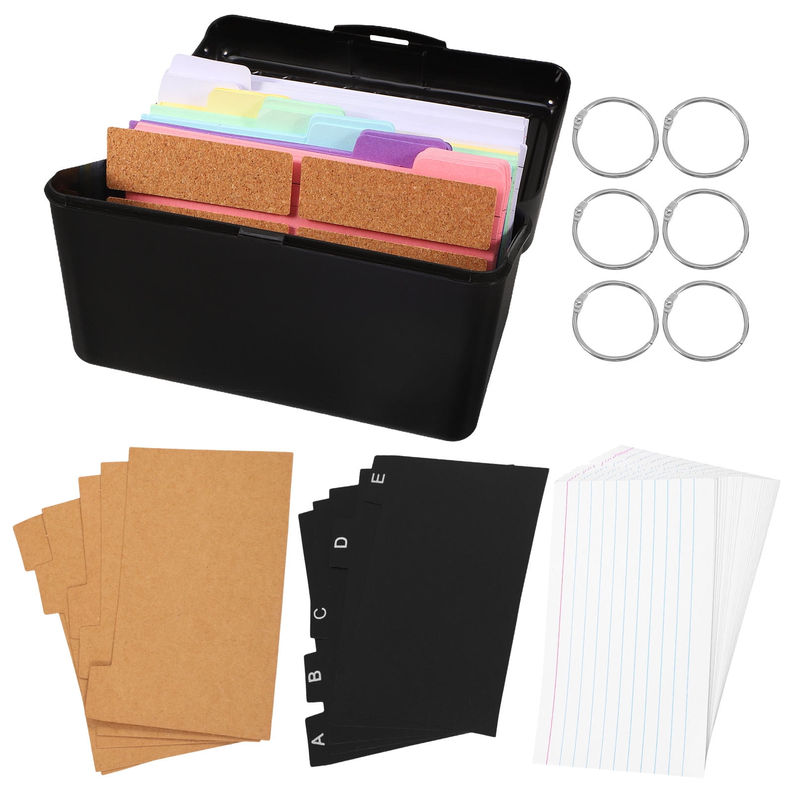 OULII 1 Set Flash Card Holders Plastic Index Card Holders Card Organizer Index Card Box Recipe Card Box Business Card Organizer with Divider for Home Office