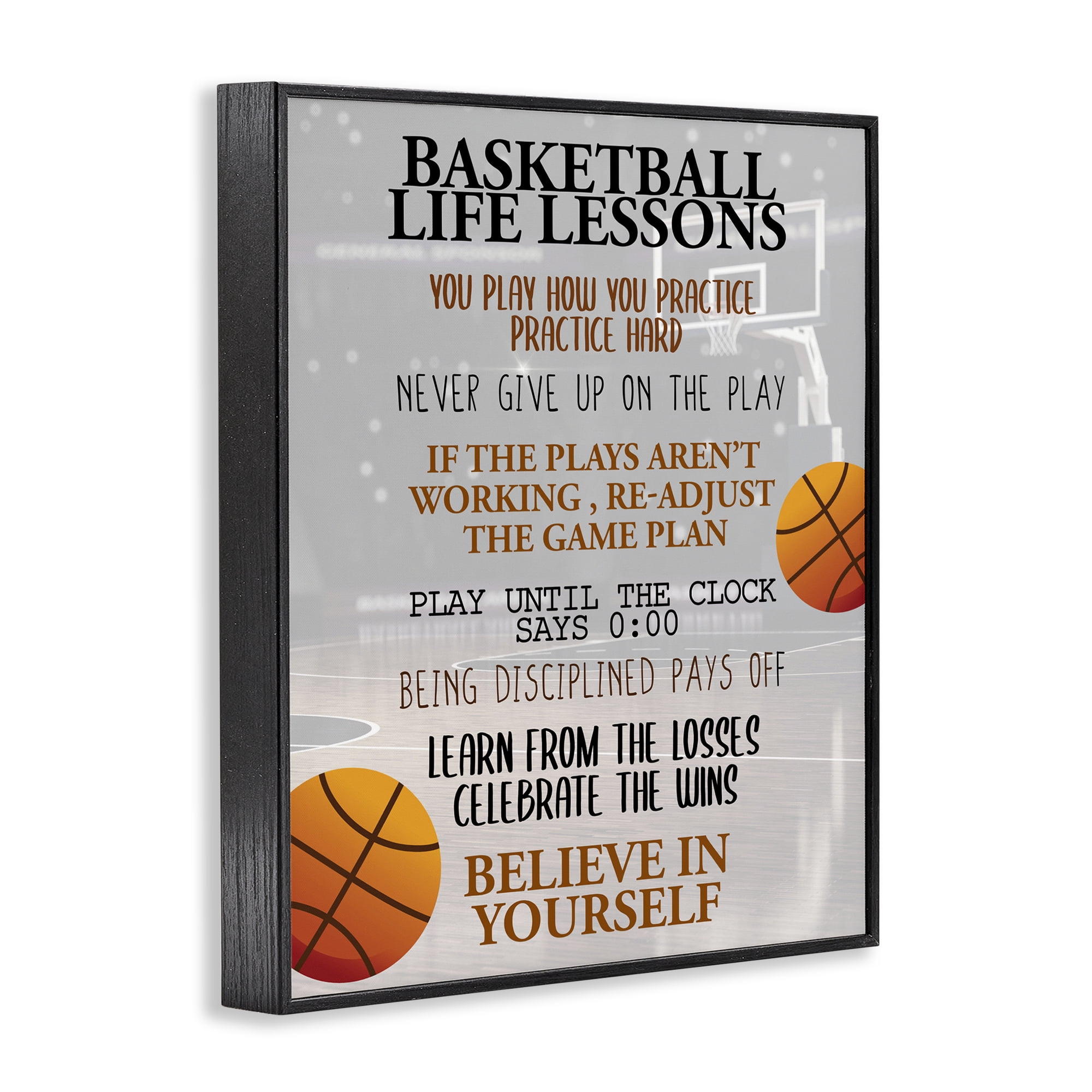 Basketball Life Lessons Black Framed Giclee Art, design by Kim Allen