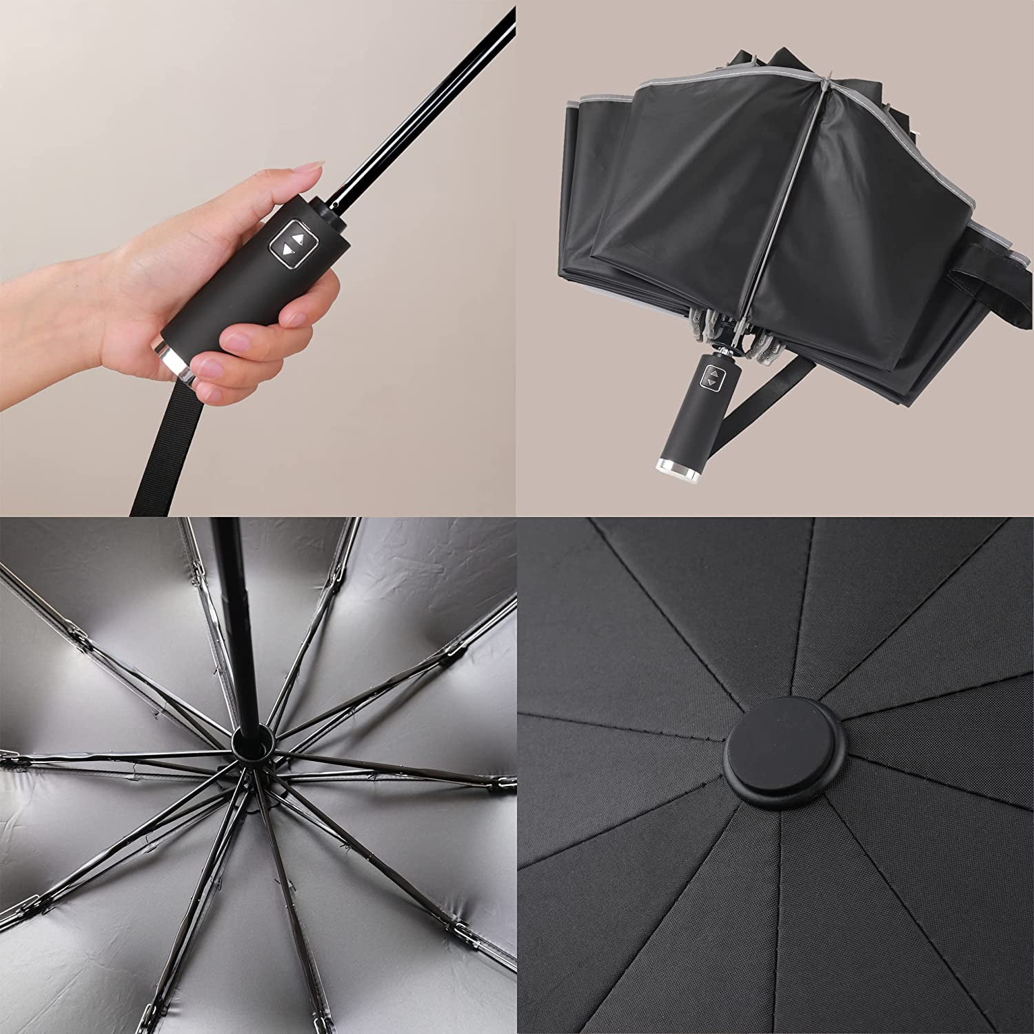 NANAHuang Inverted UV Umbrella for Rain and Sun Medium Size UPF 50+ Rverse Compact Umbrella Auto Open Close