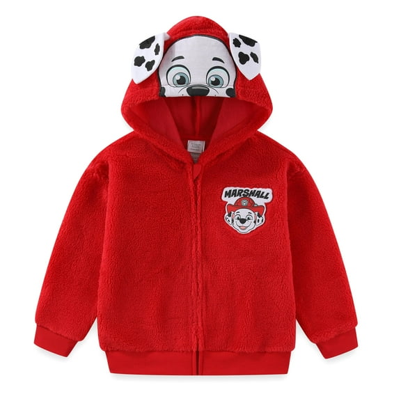 Paw Patrol Nickelodeon Marshall Zip Up Sherpa Hoodie with Ears (Boys), Sizes 3T-7