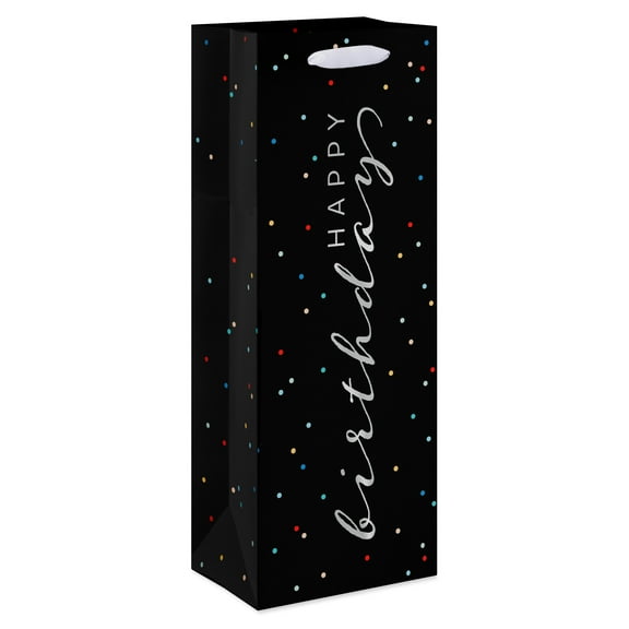 American Greetings 12.75 in. Black Birthday Beverage Bag (1-Count)