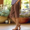 thumbnail image 2 of jiaxiM Capri Pants for Women Cotton Linen High Waisted Pants Dressy Casual Elastic Waist Cropped Trousers Summer Breathable Clothes with Pocket, 2 of 8