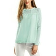 thumbnail image 5 of Allegra K Women's Round Neck Casual Blouses Lace Floral Long Sleeve Chiffon Top, 5 of 6