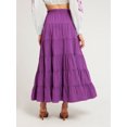 thumbnail image 6 of Suagox Women's Summer High Waist Skirt Solid Color Tiered Button Long Skirt for Travel, Beach, Shopping, 6 of 10