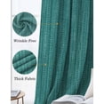 thumbnail image 3 of Vintage Green Blackout Curtains Light Blocking Print Window Curtains, Boho Minimalist Linen Texture Thermal Insulated Window Drapes for Living Room Kitchen Cafe (2 Panels, 84"W x 63"L), 3 of 8