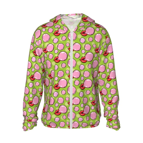 Vsdgher Sweat à Capuche Imprimé Lèvres bubble gum pour Hommes Femmes, Manches Longues Protection Solaire Pêche pour Course Natation-3TG