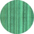 thumbnail image 1 of Ahgly Company Machine Washable Indoor Round Abstract Turquoise Blue Modern Area Rugs, 4' Round, 1 of 4