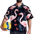 thumbnail image 4 of Flamingo Tropical Rainforest Men's Short Sleeve Spread Collar Tops, Casual Button Down Shirts, Printed Summer Beach Shirts, Unisex, 4 of 6