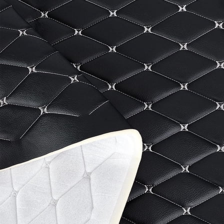 Quilted Foam Fabric with Backing Upholstery Car Headliner Automotive Headliner Furniture Upholstery Car Interior Accessories 63" x 39" (Black) Black DIY