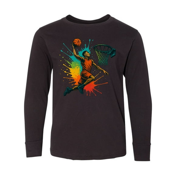 Inktastic Colorful Basketball Art for Sports Enthusiasts Long Sleeve Youth T-Shirt
