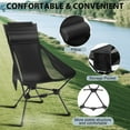 thumbnail image 3 of Camping Chairs, Portable Camping Chair with Headrest and Storage Bag, Lightweight Foldable Chair for Outside Camping, Hiking, Travel, Beach and Sports, 3 of 8