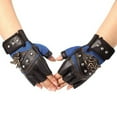 thumbnail image 3 of Sarapandan Men's Punk Half-Finger Leather Rivet Gloves for Motorcycle Riding & Outdoor Adventures Pirate-Skeleton Gloves, 3 of 5