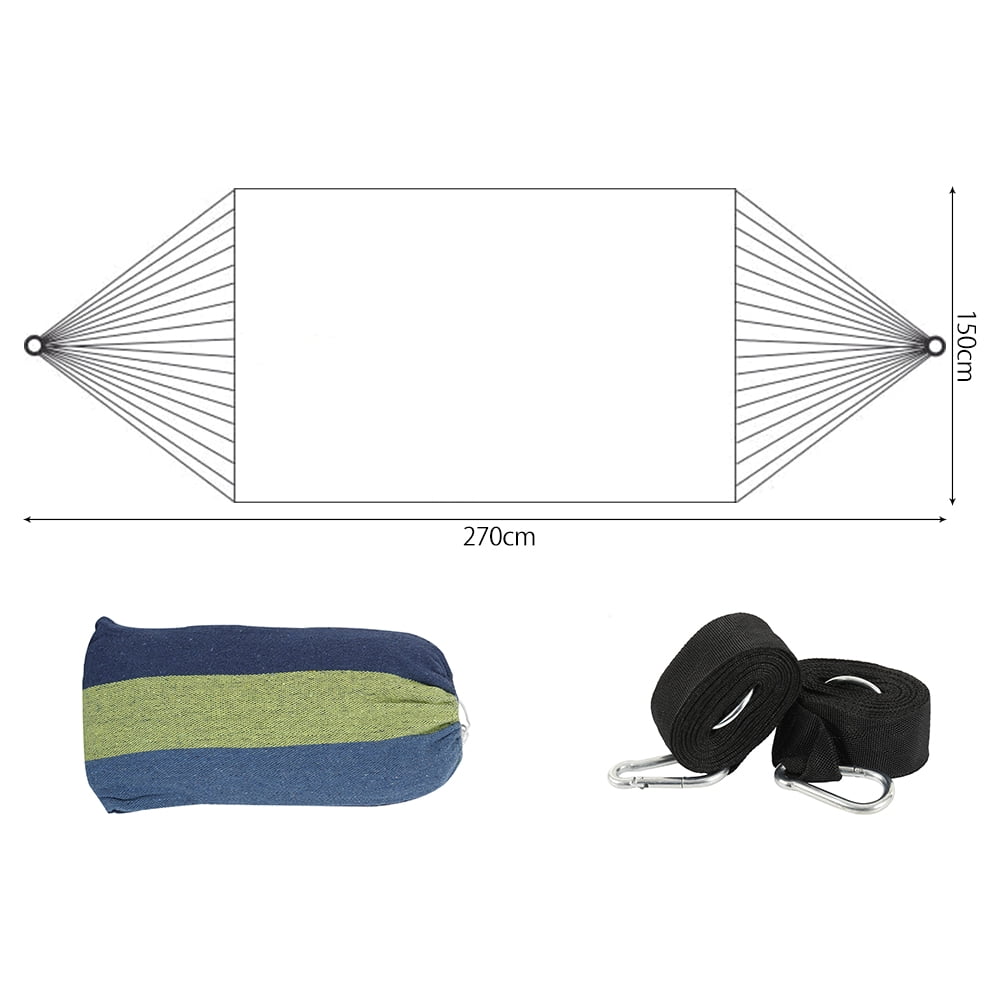 ODOMY Outdoor Cotton Hammock Multiples 270 x 150 cm， Load Capacity up to 200 kg Portable with Carrying Bag for Patio Yard Garden