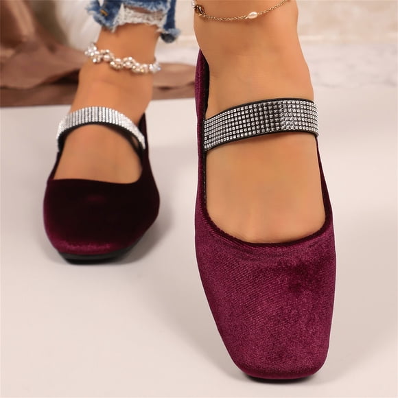 YOUYEDIAN Flat Shoes for Women Spring Fall Dress Loafers Slip on Non Slip Casual Walking Shoes Business Closed Toe Orthopedic Shoes (Wine)