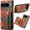 Bohemian, variant on for Google Pixel 7A Cork Wood Phone Case Retro Colorful Flower Floral Printed Back Cover, Multiple Magnetic Folio Flip ID Credit Card Holder Slot, Kickstand Support