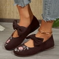 thumbnail image 2 of Mostsola Mary Jane Shoes Women Suede Embroidery Floral Dressy Bowknot Slip on Ballet Flats Shoes, 2 of 9