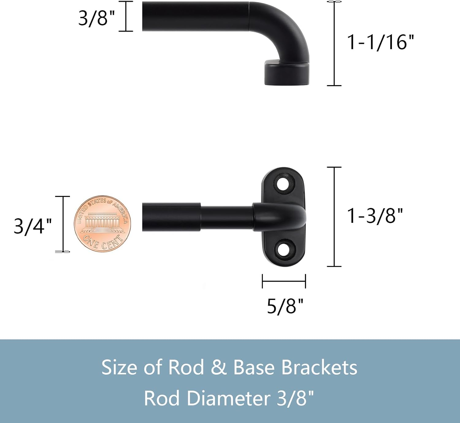NestE -2 Pack Screwed Sash Curtain Rod Adjustable 18-30 Inch, 3/8 In. Diameter, French Door Curtain Rods (Black)