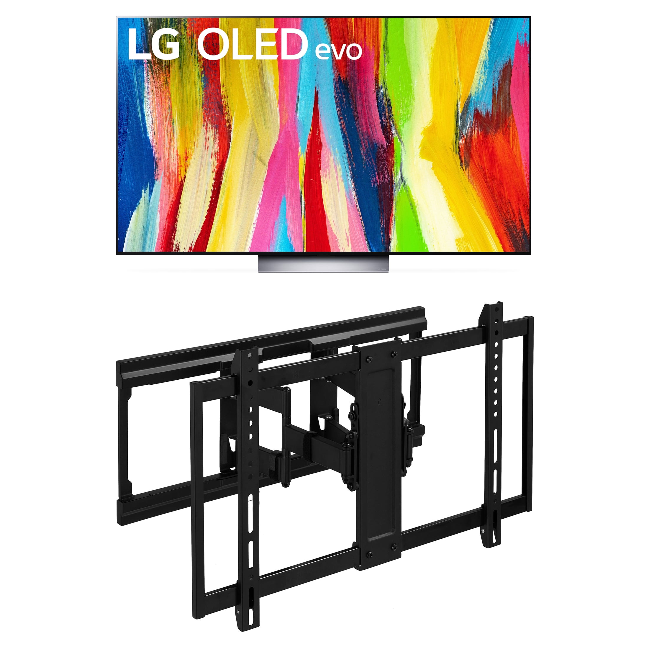 LG 65" OLED C2 4K TV with a onn. Ultra-Slim Full Motion TV Wall Mount ...