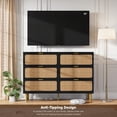 thumbnail image 3 of Huloretions Dresser for Bedroom Dresser TV Stand with 6 Storage Drawers,Rattan Dresser Chest of Drawers for Closet Organizer Clothes,Large Modern Double Dresser for Closet with Wide Top for Home, 3 of 9