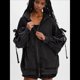 thumbnail image 4 of Sudadera con Capucha Informal de Larga con Cremallera y Bolsillos para Mujer, Talla Grande Negro M, 4 of 7