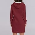 thumbnail image 3 of JURANMO Fall Hoodie Dress for Women Drawstring Long Sleeve Hooded Pullover Regular Fit Casual Sweatshirt Mini Dresses with Pockets ZC-Red XXL, 3 of 6