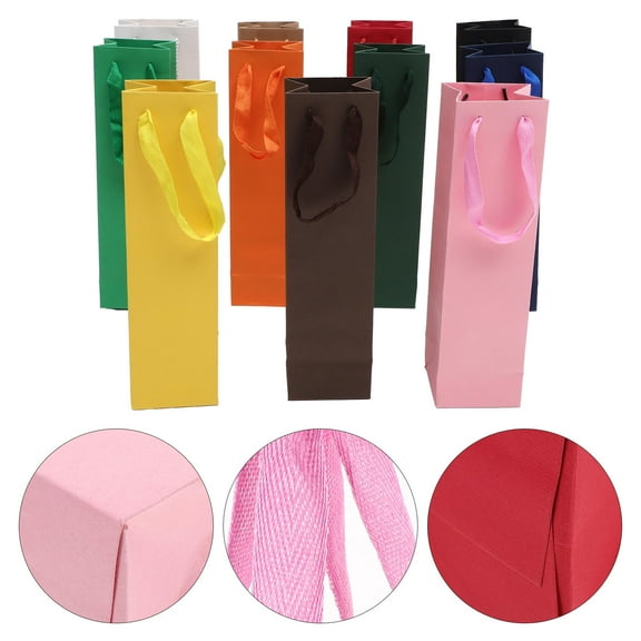 PENIKOKO 11Pcs Beverage Bag Wine Bottle Carrier Paper Bags With Handles Assorted Color