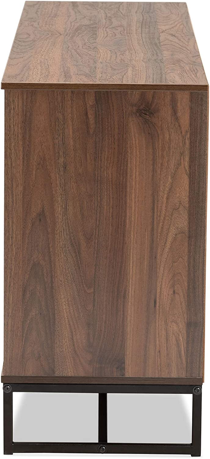 Baxton Studio Neil Modern and Contemporary Walnut Brown Finished Wood and Black Finished Metal 3-Door Dining Room Sideboard Buffet