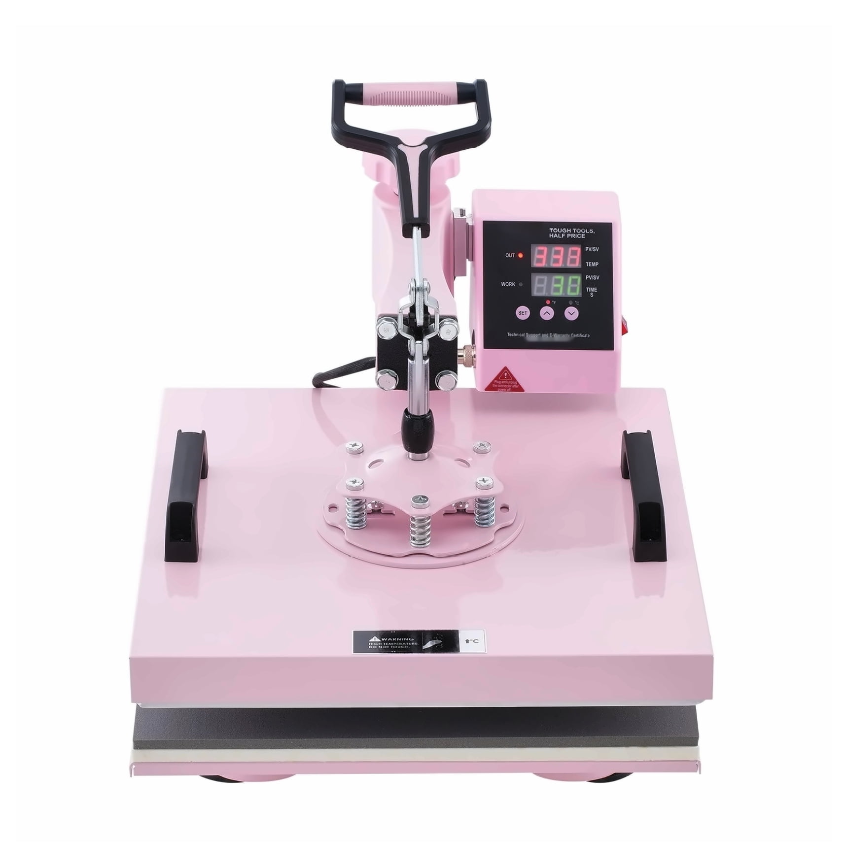 Heat Press Machine 15x15", 8 in 1 with Tumbler Press - T-Shirts, Mugs, Hats, Pillowcases - Pink