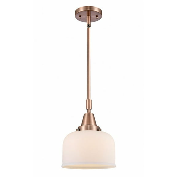 447-1S-AC-G71-Innovations Lighting-Bell - 1 Light Stem Hung Mini Pendant In Industrial Style-11.13 Inches Tall and 8 Inches Wide-Antique Copper