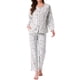 thumbnail image 1 of Conjunto de Pijamas para Mujeres de Manga Larga de Algodón, Botones, Cuello en U, Flores Lindas, Ropa de Casa de 2 Piezas con Bolsillo, Floral Blanca, 1 of 5