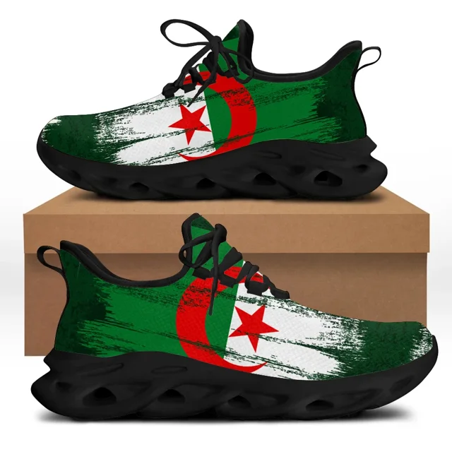 Zapatos planos informales con diseño de la bandera de Argelia para mujer, zapatillas de deporte a la moda con cordones, zapatos para caminar, calzado de playa para mujer