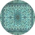 thumbnail image 1 of Ahgly Company Indoor Round Medallion Light Blue Traditional Area Rugs, 6' Round, 1 of 4