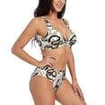 thumbnail image 2 of Kdxio Snake Print Women's 2 Piece High Waisted Wrap Spaghetti Strap Summer Swimsuit Bikini Set-Large, 2 of 7