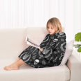 thumbnail image 4 of Black White Gothic Cat Skull Key Pattern Blanket Hoodies for Kids 6-13YR Oversize Wearable Blanket Hoodies for Boys Girls Teens, 4 of 7