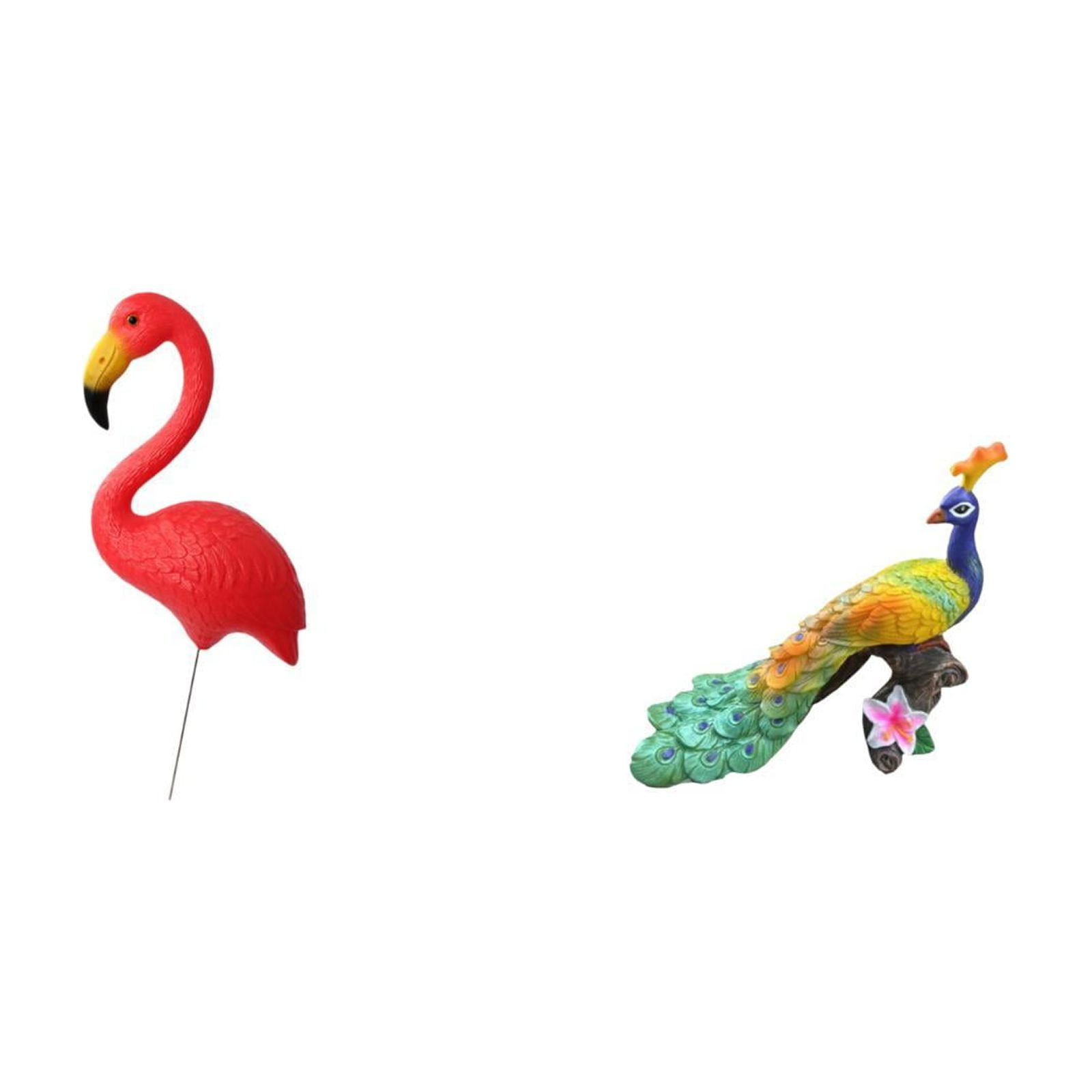 simhoa Flamingo Fairy Garden Stake Sculpture and Peacock Figurine Decorative Ornament for Holiday Spring Home Yard Art Accessories Crafts