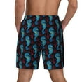 thumbnail image 3 of Sigee Blue Seahorse Print Mens Swim Trunks with Compression Liner Quick Dry Swim Stretch Beach Shorts with Pockets,S-3XL, 3 of 7