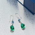 thumbnail image 3 of Gem Stone King 925 Sterling Silver Earrings Nano Emerald Persian Blue Moissanite (10.10 Cttw), 3 of 3