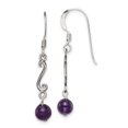 thumbnail image 1 of 925 Sterling Silver Vintage Amethyst Drop Dangle Earrings Pearl Natural Stone Shell, 1 of 6