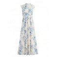 thumbnail image 3 of Sky Blue Floral Print V-Neck Lace Trim Maxi Dress For Summer Vacation, 3 of 30
