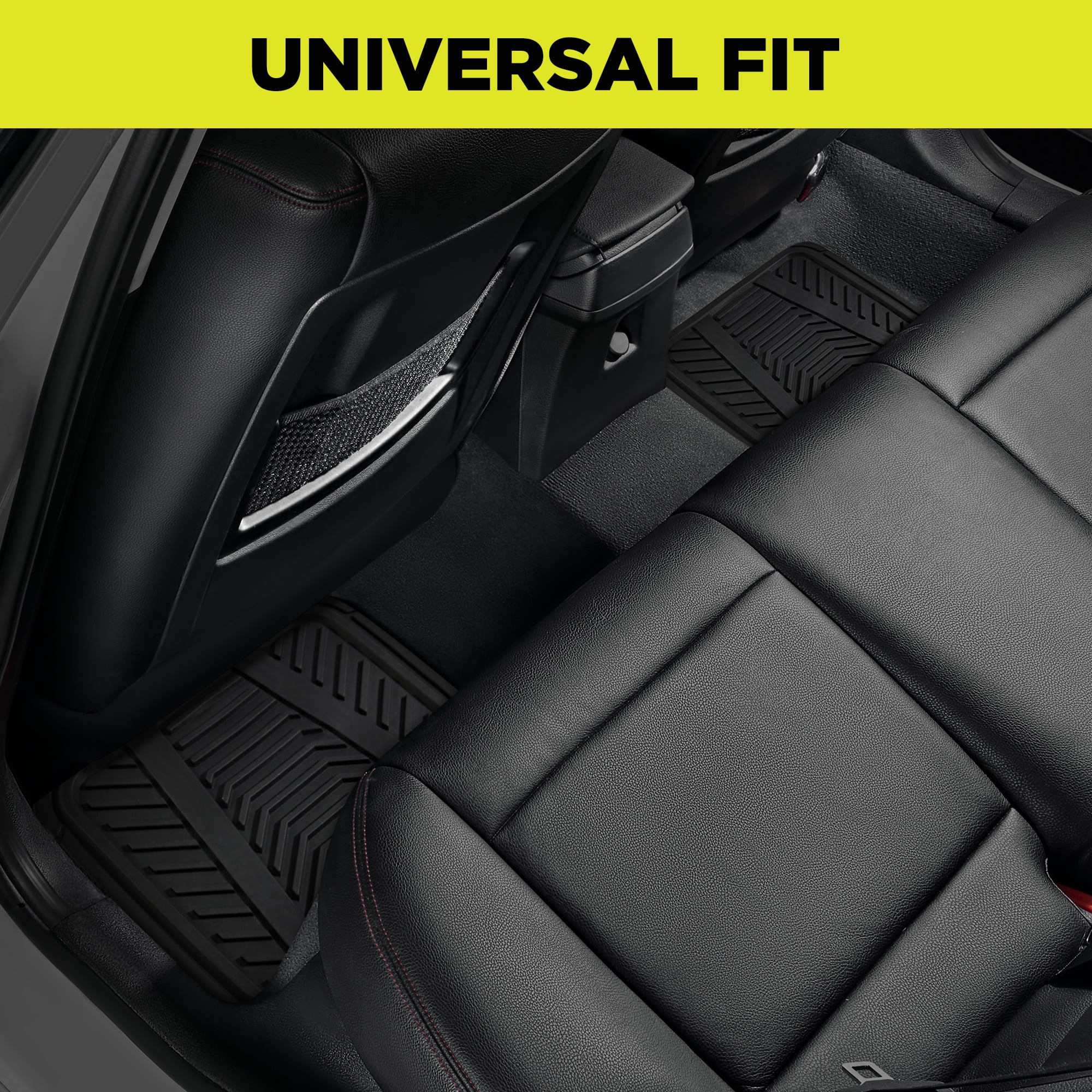 Auto Drive 4Piece Rubber Car Floor Mats Carbon Fiber Purple - Universal Fit