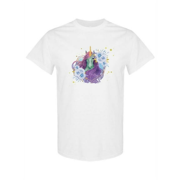 Unicorn With Flowers T-Shirt Women -SPIdeals Designs, Female 5X-Large