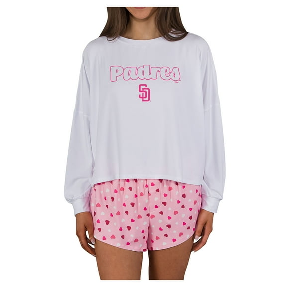 Women's Concepts Sport Pink San Diego Padres Lyric Knit Long Sleeve Top & Short Set