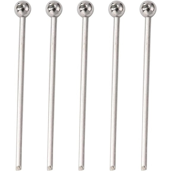 200 Pcs Ball Head Pins Tarnish Resistant 304 Stainless Steel Ball Head Pins Metal End Headpins Long End Head Pin