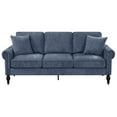 thumbnail image 2 of Furniture of America Elm Chenille Upholstered Blue Sofa and Care Kit, 2 of 17