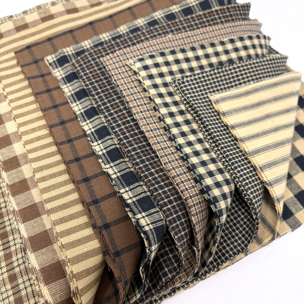Brown & Black Homespun Fabric 44 Precut 10 inch Quilt Squares Cake Layers by JCS